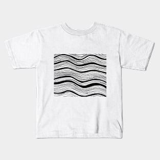 Abstract Black And White  Waves Kids T-Shirt